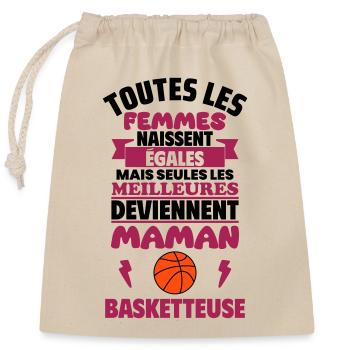 Cadeau Fête des Mères - Maman Basketteuse,basket - Sac cadeau en coton avec cordon (25 x 30 cm) - nature - Devant