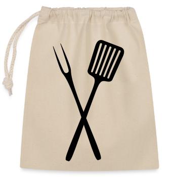 Outils de barbecue - Sac cadeau en coton avec cordon (25 x 30 cm) - nature - Devant