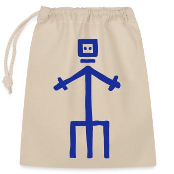 Highlander stick figures - Closable cotton gift bag (25x30cm) - nature - Front