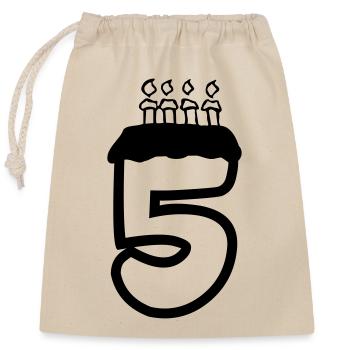 5 Birthday - Closable cotton gift bag (25x30cm) - nature - Front