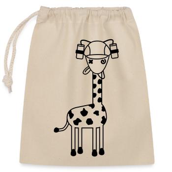 Funny drunken giraffe beer helmet comic animal - Closable cotton gift bag (25x30cm) - nature - Front