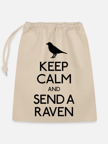 Keep Calm Raven - Verschließbarer Geschenkbeutel aus Baumwolle (25x30cm) - Natur