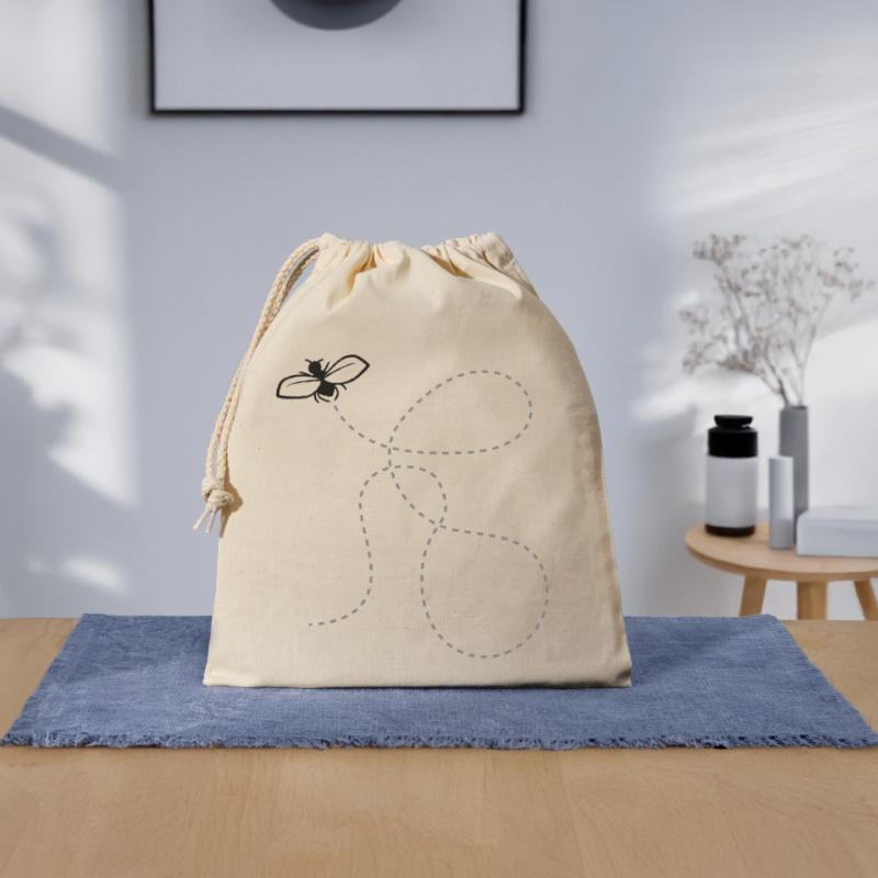 Fly Dashed Line Closable cotton gift bag (25x30cm)