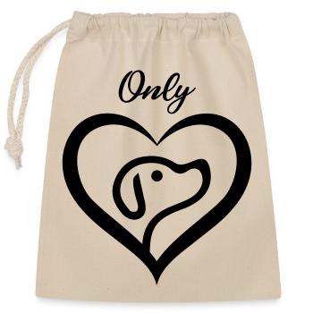 ONLY LOVE AND FRIEND DOG - Verschließbarer Geschenkbeutel aus Baumwolle (25x30cm) - Natur - Vorne