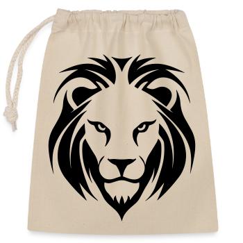 Felin jungle lion's head - Closable cotton gift bag (25x30cm) - nature - Front