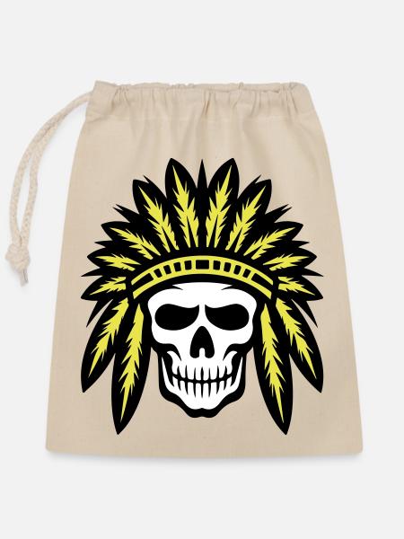 Apache Indianer Häuptling Totenkopf - Verschließbarer Geschenkbeutel aus Baumwolle (25x30cm) - Natur