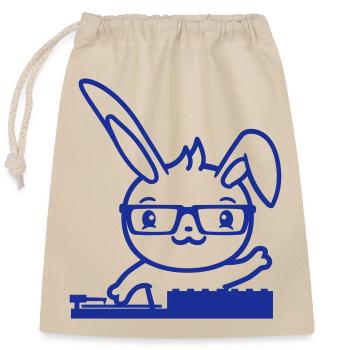 mignon nerd DJ lapin lapin mixeur musique de fête - Sac cadeau en coton avec cordon (25 x 30 cm) - nature - Devant