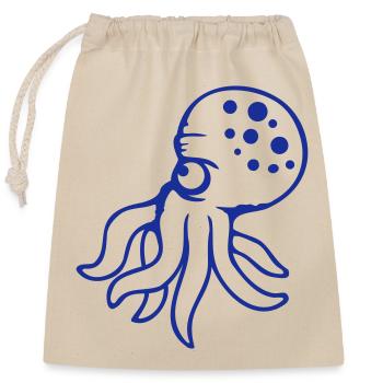 Oktopus Kraken Tintenfisch Kopffüßer böser Blick - Verschließbarer Geschenkbeutel aus Baumwolle (25x30cm) - Natur - Vorne