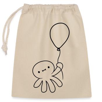 Squid floats away - Closable cotton gift bag (25x30cm) - nature - Front