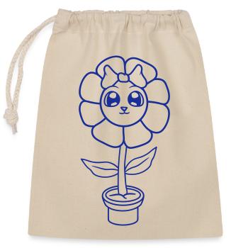 Kleine Weibliche Blume Schleife Gesicht Mädchen - Verschließbarer Geschenkbeutel aus Baumwolle (25x30cm) - Natur - Vorne