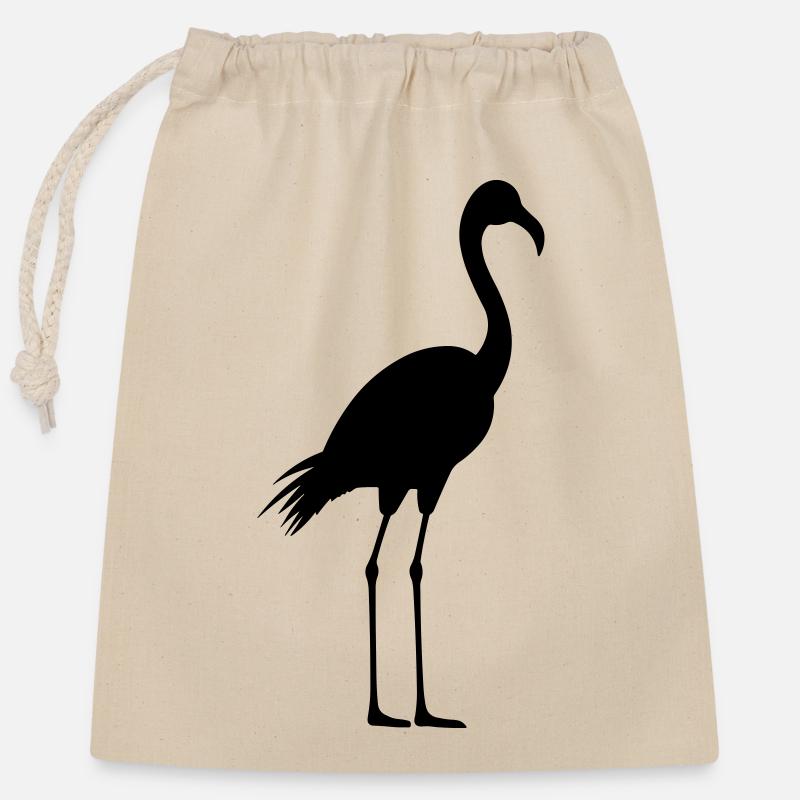 Flamant rose - Sac cadeau en coton avec cordon (25 x 30 cm) - nature