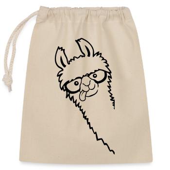 Lunettes en corne Nerd Lama - Sac cadeau en coton avec cordon (25 x 30 cm) - nature - Devant