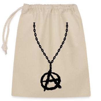 Jewelry necklace anarchy symbol - Closable cotton gift bag (25x30cm) - nature - Front