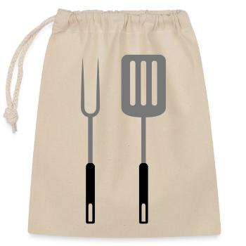 Grill fork Pan turner grilling utensils - Closable cotton gift bag (25x30cm) - nature - Front