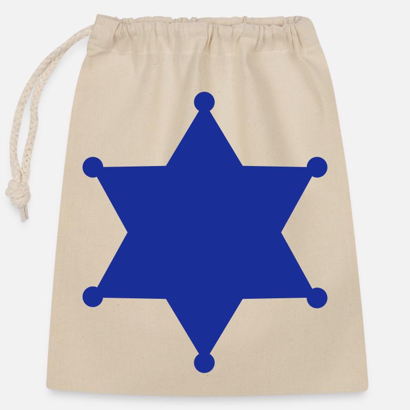 Sheriffstern - Sac cadeau en coton avec cordon (25 x 30 cm) - nature