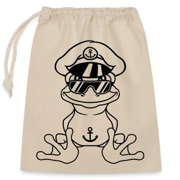captain sailor ship driving hat cap sunbr - Closable cotton gift bag (25x30cm) - nature - Front