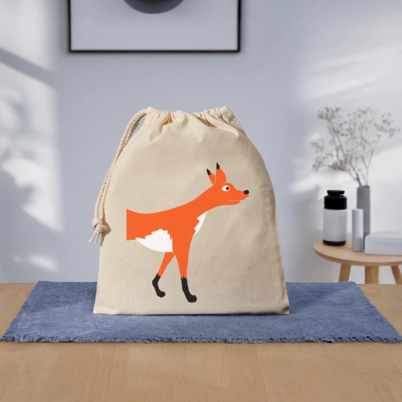 Demi-renard devant Demi devant Cool Sac cadeau en coton avec cordon (25 x 30 cm)