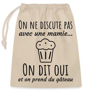 Cadeau pour mamie : On ne discute pas,humour,Drôle - Sac cadeau en coton avec cordon (25 x 30 cm) - nature - Devant