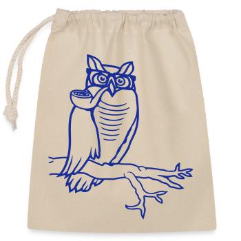 Pipe hibou fumer vieux grand-père aigle hibou branche arbre forêt - Sac cadeau en coton avec cordon (25 x 30 cm) - nature - Devant
