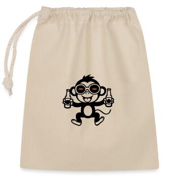 Singe de fête - Sac cadeau en coton avec cordon (25 x 30 cm) - nature - Devant