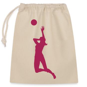 Volleyballerin im Angriff - Verschließbarer Geschenkbeutel aus Baumwolle (25x30cm) - Natur - Vorne