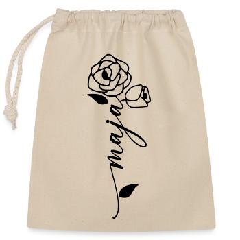 Maja Name Vorname Namensblume - Verschließbarer Geschenkbeutel aus Baumwolle (25x30cm) - Natur - Vorne