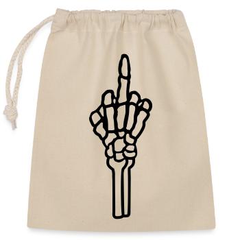 Knochen fuck you Mittelfinger - Verschließbarer Geschenkbeutel aus Baumwolle (25x30cm) - Natur - Vorne