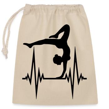 pouls yoga coeur battre fréquence femme gymnastique sport - Sac cadeau en coton avec cordon (25 x 30 cm) - nature - Devant