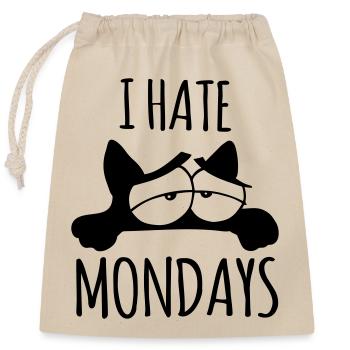 lustige Sprüche Arbeit Katze Montag I hate Mondays - Verschließbarer Geschenkbeutel aus Baumwolle (25x30cm) - Natur - Vorne