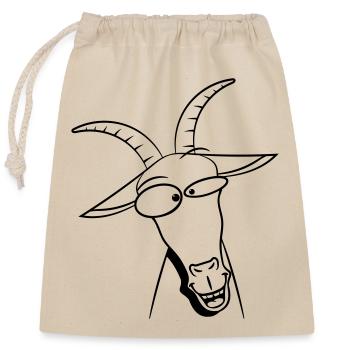 Chèvre folle - Sac cadeau en coton avec cordon (25 x 30 cm) - nature - Devant