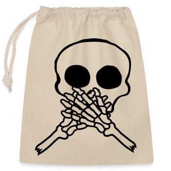 Mains du crâne devant la bouche - Sac cadeau en coton avec cordon (25 x 30 cm) - nature - Devant