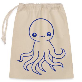 Oktopus Kraken Tintenfisch Kopffüßer süß niedlich - Verschließbarer Geschenkbeutel aus Baumwolle (25x30cm) - Natur - Vorne