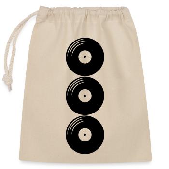 3 disques vinyles - Sac cadeau en coton avec cordon (25 x 30 cm) - nature - Devant