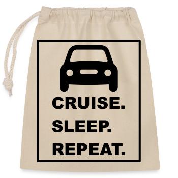 Cool "Cruise Sleep Repeat" design - Closable cotton gift bag (25x30cm) - nature - Front