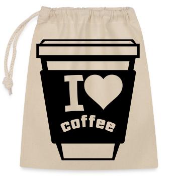 i love coffee 1 - Verschließbarer Geschenkbeutel aus Baumwolle (25x30cm) - Natur - Vorne