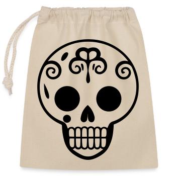 Mexikanischer Totenkopf und gekreuzte Knochen - Verschließbarer Geschenkbeutel aus Baumwolle (25x30cm) - Natur - Vorne