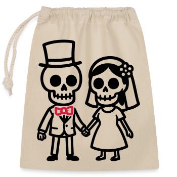 Ehepaar Hochzeit Skull - Verschließbarer Geschenkbeutel aus Baumwolle (25x30cm) - Natur - Vorne