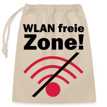 WLAN freie Zone! - Verschließbarer Geschenkbeutel aus Baumwolle (25x30cm) - Natur - Vorne