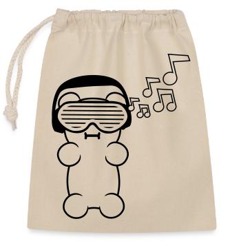 Party gummy yellow design - Closable cotton gift bag (25x30cm) - nature - Front