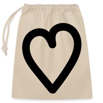 mon coeur heart - Sac cadeau en coton avec cordon (25 x 30 cm) - nature - Devant