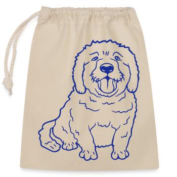 Dear dog sticks out his tongue happily - Closable cotton gift bag (25x30cm) - nature - Front