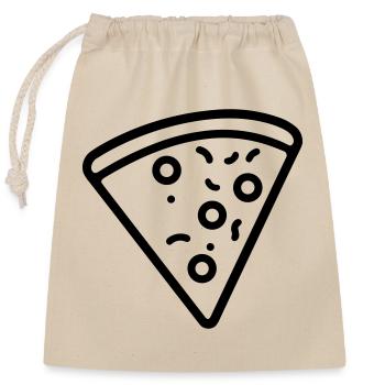 Pizza slice - Closable cotton gift bag (25x30cm) - nature - Front