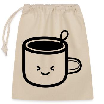 Kaffeebecher - Verschließbarer Geschenkbeutel aus Baumwolle (25x30cm) - Natur - Vorne