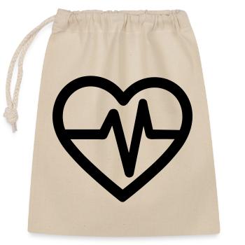 battement de coeur - Sac cadeau en coton avec cordon (25 x 30 cm) - nature - Devant