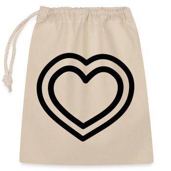 heart - Closable cotton gift bag (25x30cm) - nature - Front