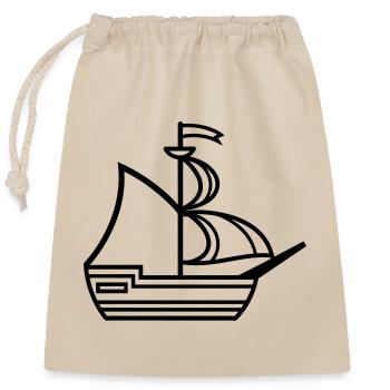 Pirate ship - Closable cotton gift bag (25x30cm) - nature - Front