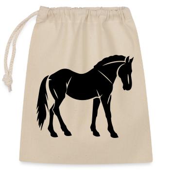 Cheval - Sac cadeau en coton avec cordon (25 x 30 cm) - nature - Devant