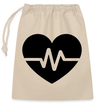 heartbeat - Closable cotton gift bag (25x30cm) - nature - Front