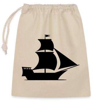 Pirate ship - Closable cotton gift bag (25x30cm) - nature - Front