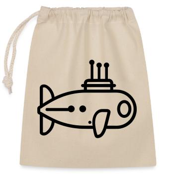 Submarine boat - Closable cotton gift bag (25x30cm) - nature - Front